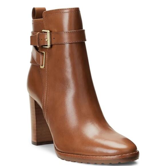 NEW Lauren Ralph Lauren Women's Madisyn Buckled Dress Booties Deep Saddle Tan 7M - Picture 5 of 5